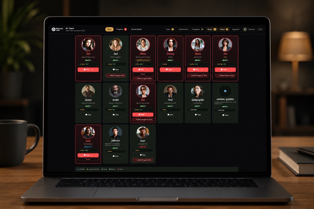 Botinsky Dashboard auf Laptop